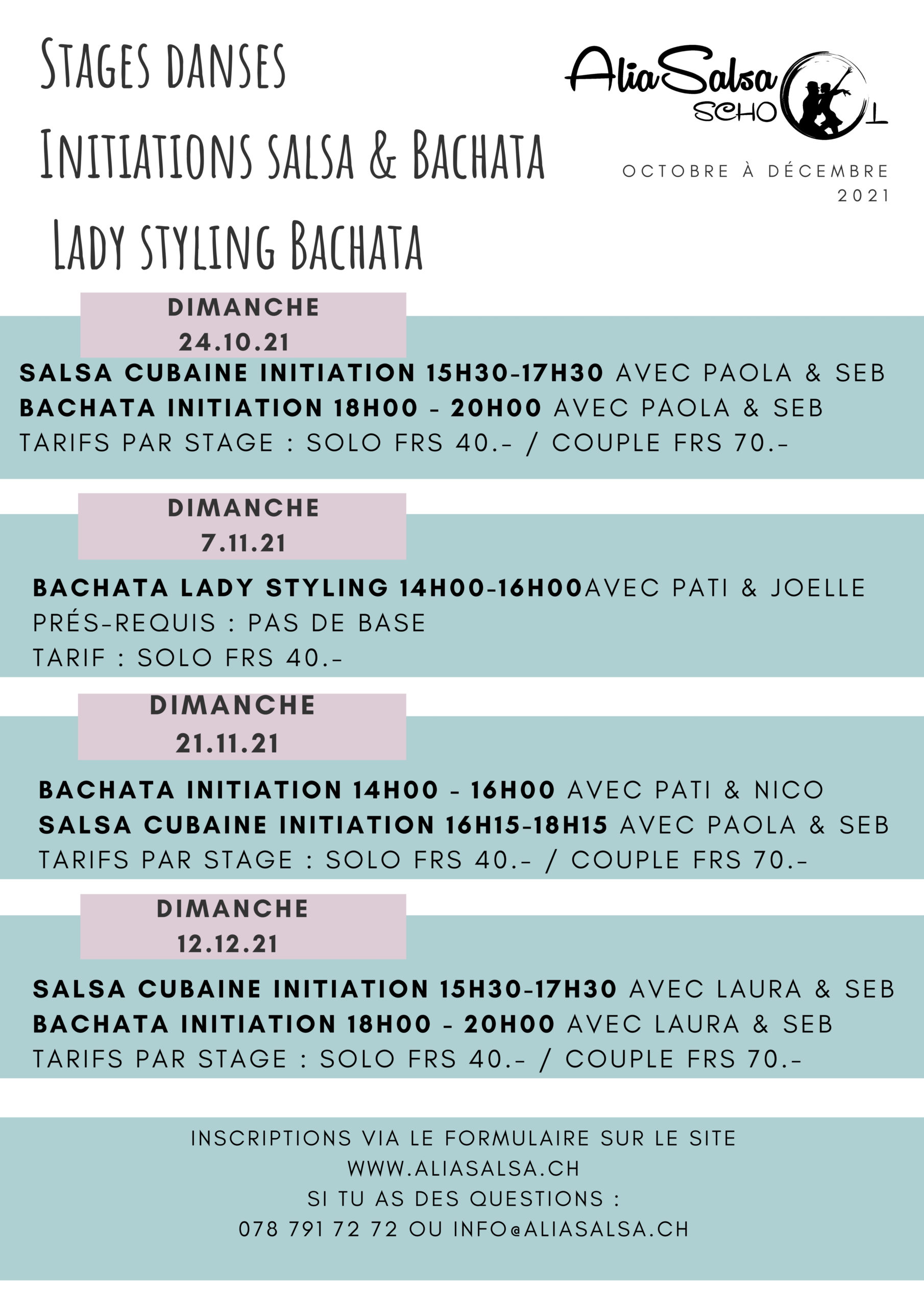 stages danse aliasalsa octobre à décembre 2021